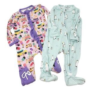 Birdie Bean & Angel Dear Baby Bundle Lot (2) Bamboo Sleep One Piece Pajamas 3-6M